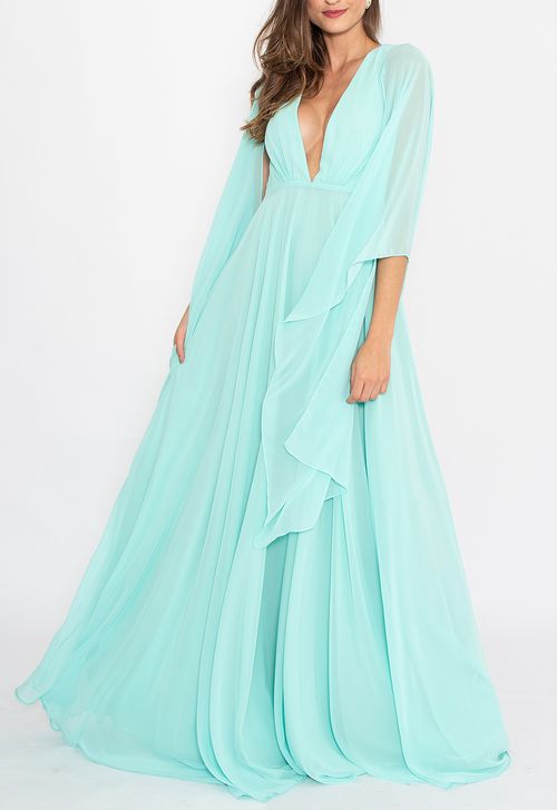 Vestido Clarin longo Powerlook - azul tiffany