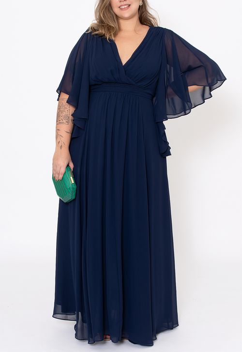 Vestido Zínia longo Powerlook - azul marinho