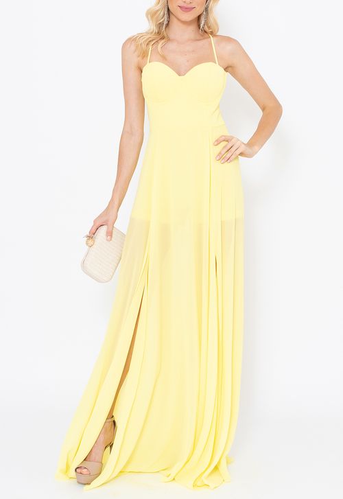 Vestido Paige longo Powerlook - amarelo