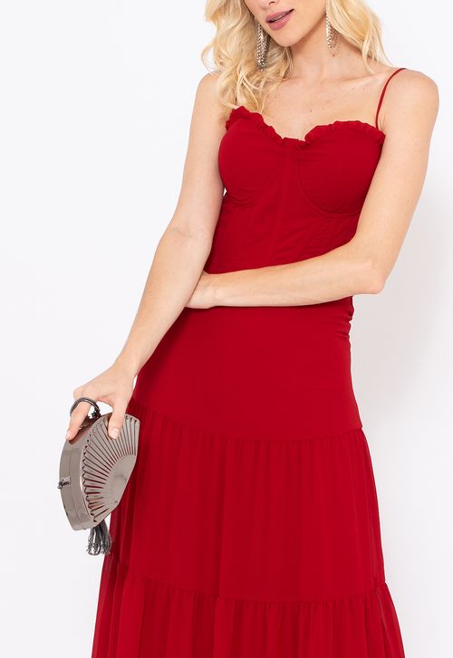 Vestido Amaranto longo Powerlook - vermelho