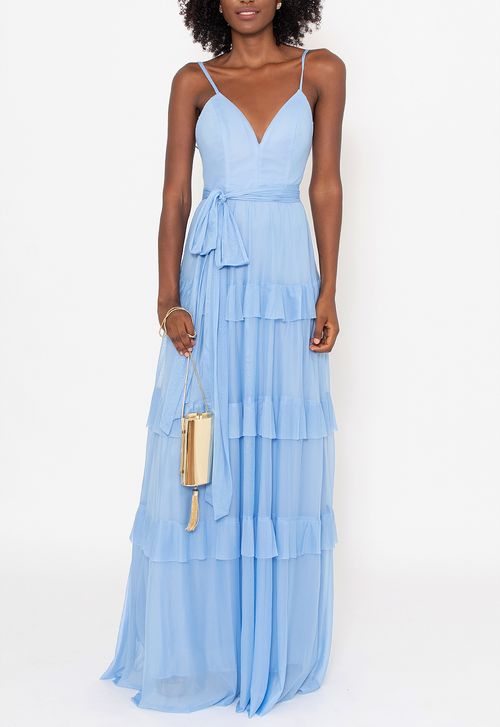 Vestido Fiorela longo Powerlook - azul serenity