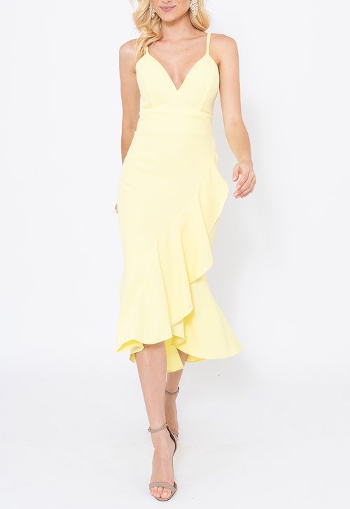 Vestido Joanes midi Powerlook - amarelo (disponível apenas na loja Niterói)