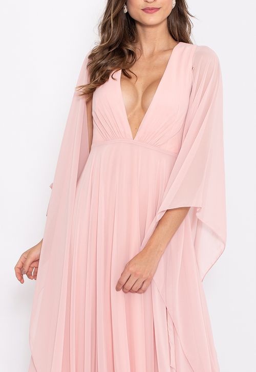 Vestido Clarin longo Powerlook - rosa