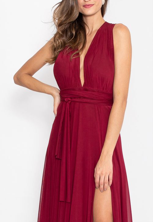 Vestido Sana longo Powerlook - vermelho marsala