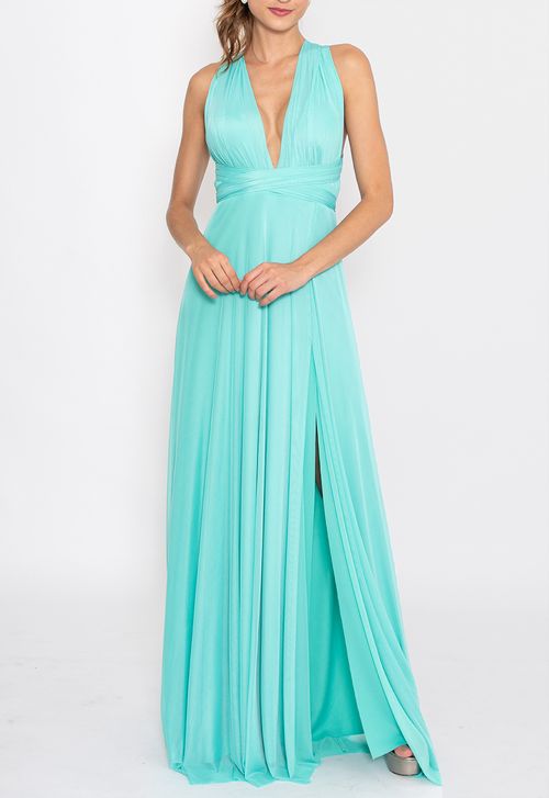 Vestido Sana longo Powerlook - azul tiffany