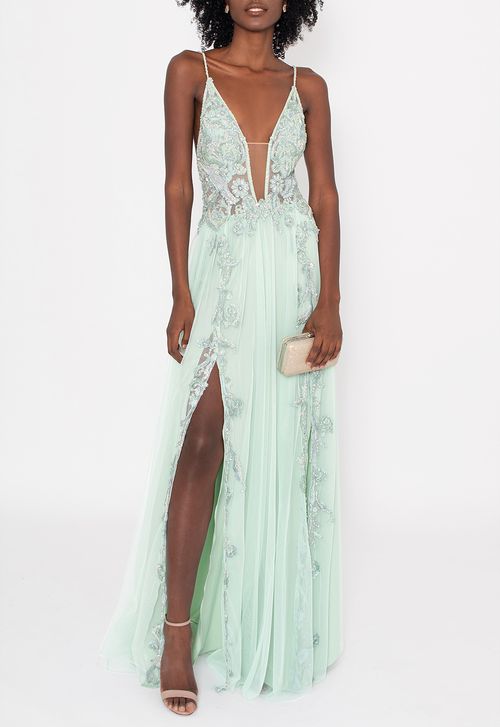 Vestido Madelaine longo Powerlook - menta