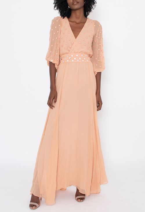 Vestido Layanne longo Ateen - Nude