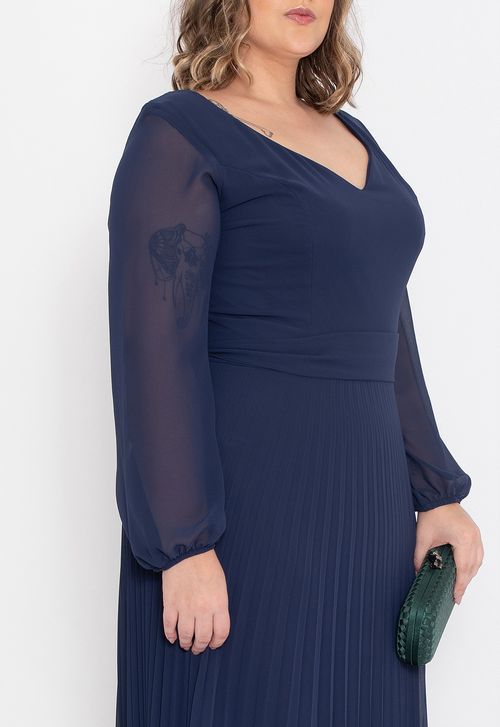Vestido Edith longo Powerlook - azul marinho