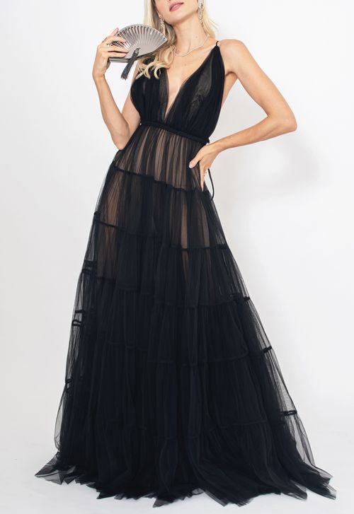 Vestido Melissa longo Honória - preto