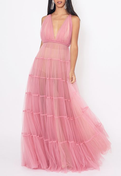 Vestido Melissa longo Honória - rosa