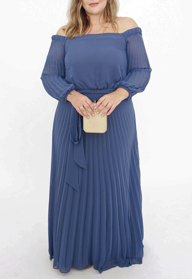 Vestido-Tavares-longo-Powerlook-azul