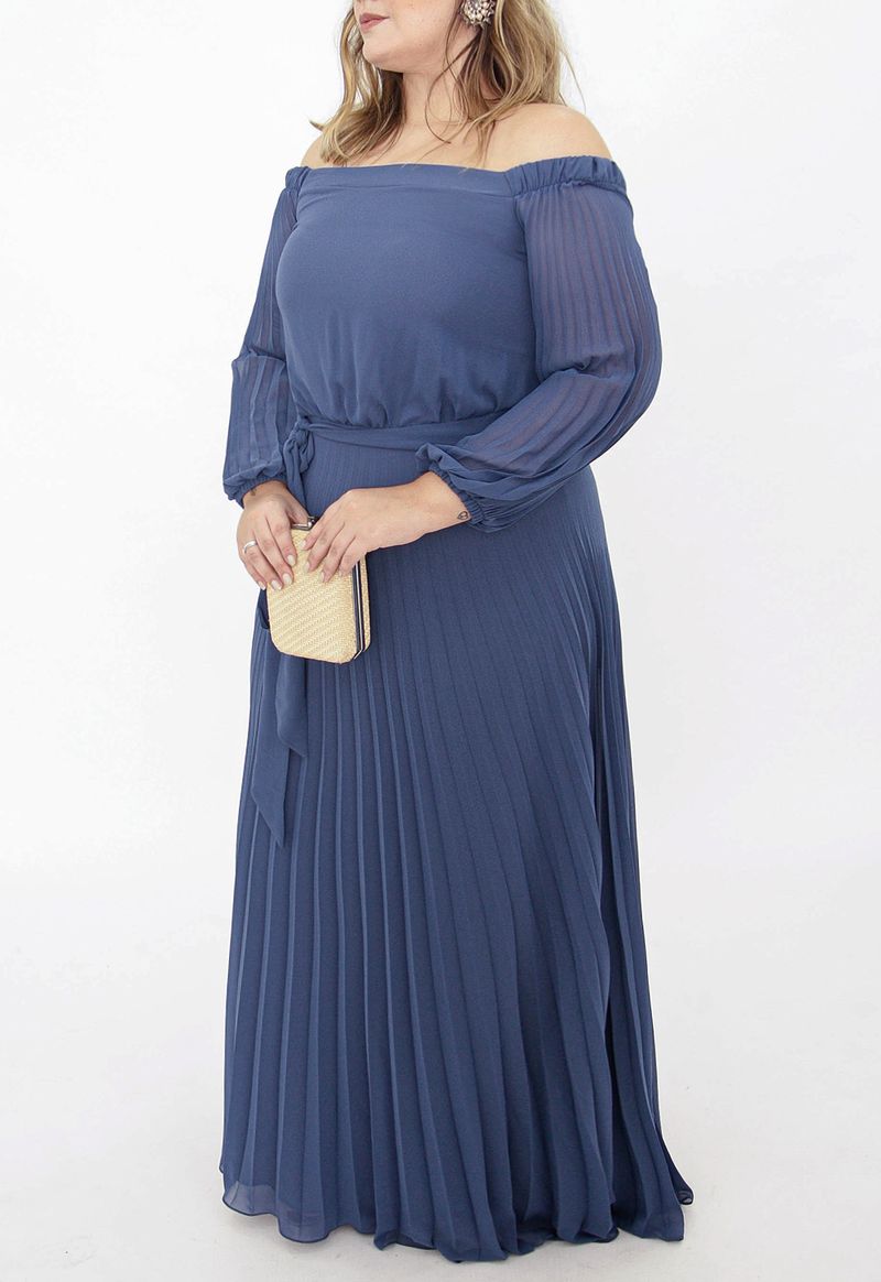 Vestido-Tavares-longo-Powerlook-azul
