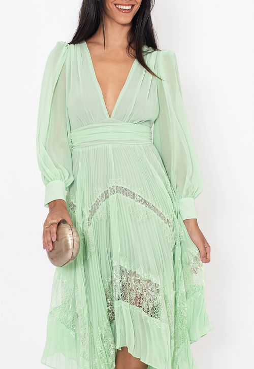 Vestido Chantili midi Powerlook - verde