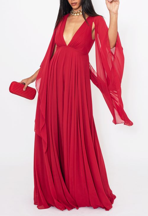 Vestido Clarin longo Powerlook - vermelho