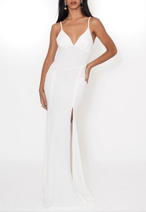Vestido Jaine longo Powerlook - branco