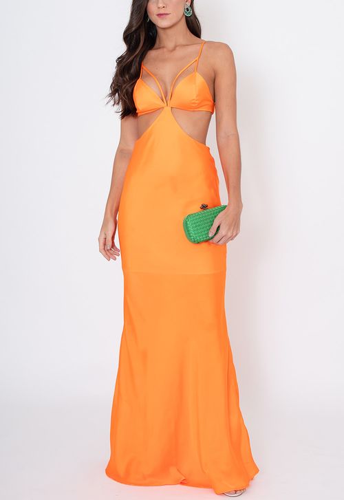 Vestido Alessandra longo Powerlook - laranja