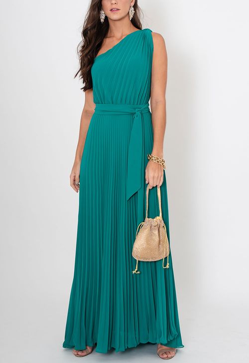 Vestido Lita longo Powerlook - verde bandeira