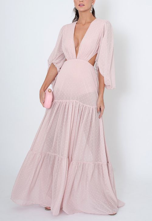 Vestido Carol longo Powerlook - rose