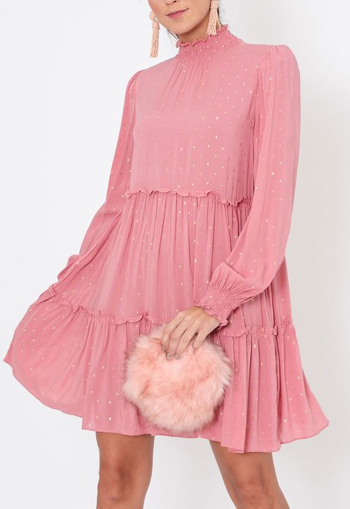 Vestido Anabela curto Powerlook - rosa