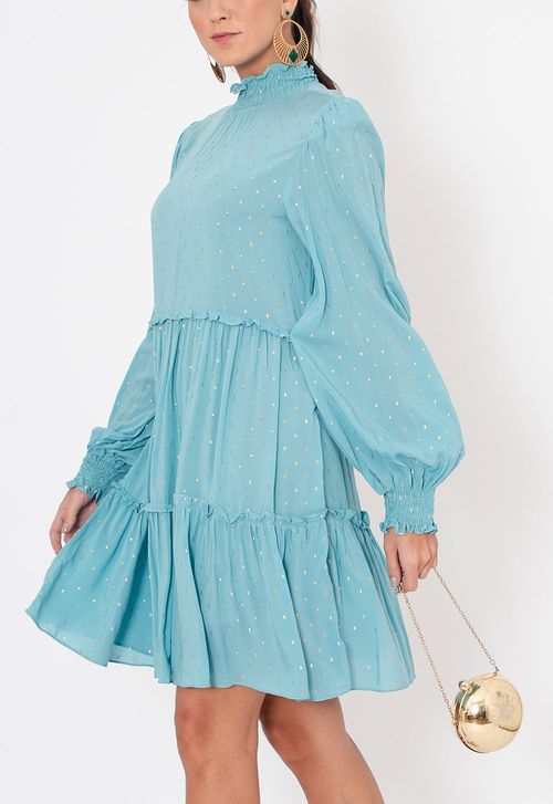 Vestido Anabela curto Powerlook - azul