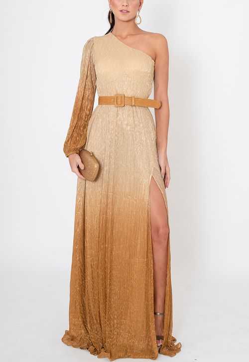 Vestido Prisla longo Powerlook - dourado