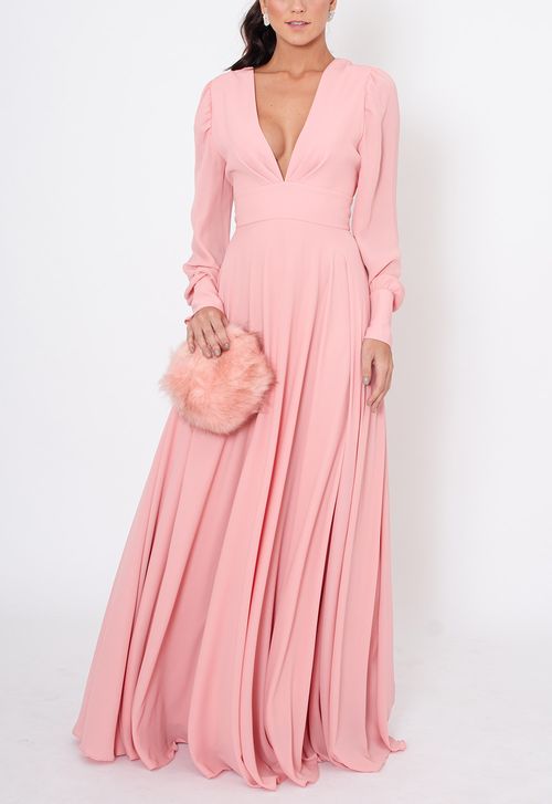 Vestido Luzinete longo Powerlook - rosa