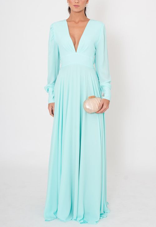Vestido Luzinete longo Powerlook - azul tiffany