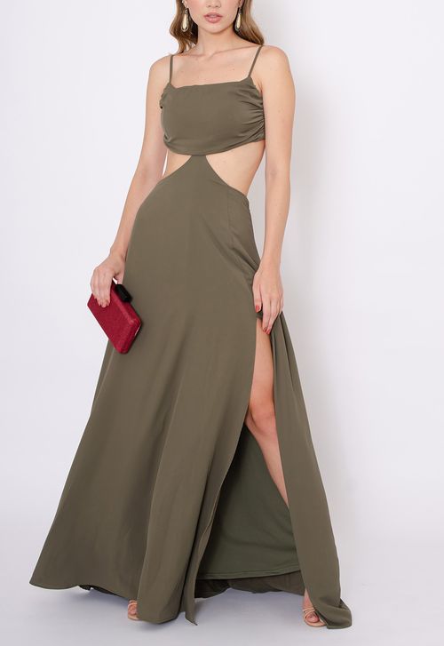 Vestido Mari longo Powerlook - verde militar
