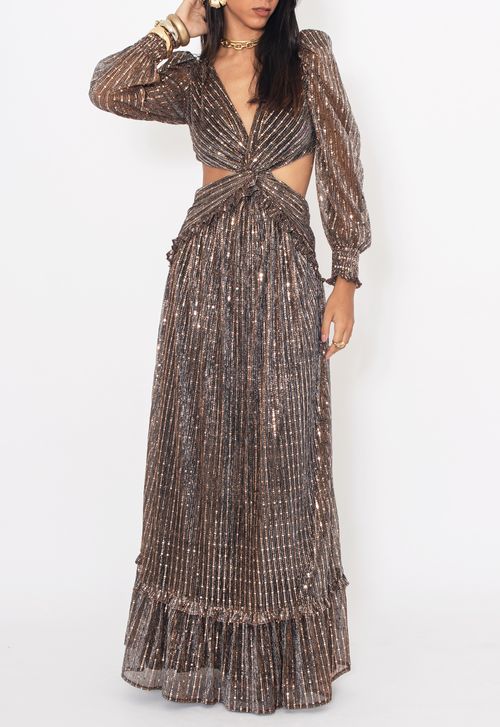 Vestido Golda longo Powerlook - bronze
