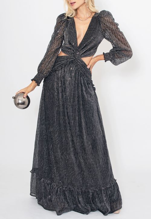 Vestido Golda longo Powerlook - cinza grafite