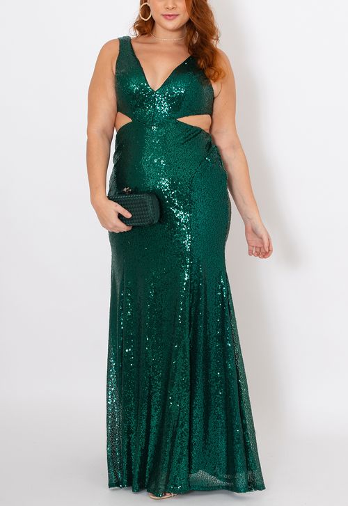 Vestido Anavi longo Powerlook - verde bandeira
