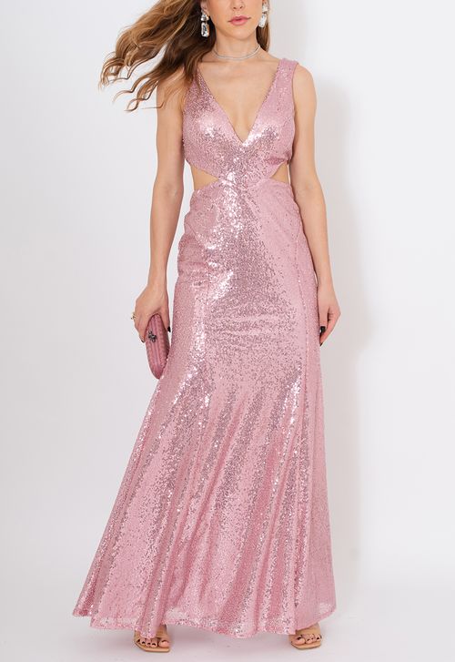 Vestido Anavi longo Powerlook - rosa claro
