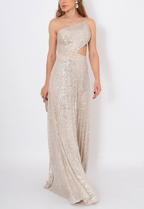 Vestido Plaza longo Powerlook - prata