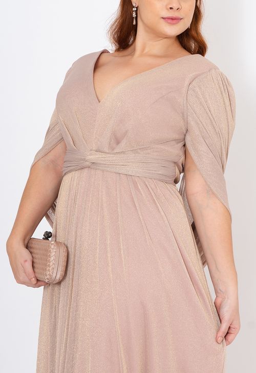 Vestido Trevi longo Powerlook - rose gold