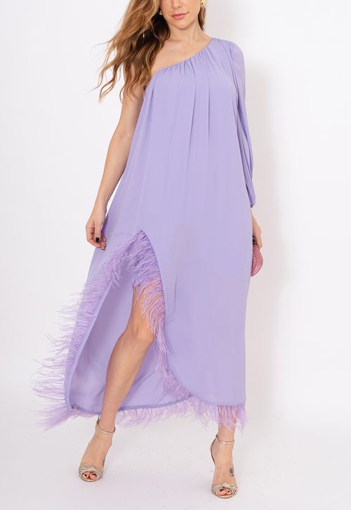Vestido Lirio Plumas longo Amissima - lavanda