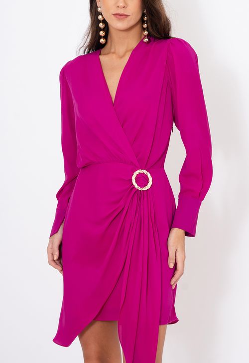 Vestido Duquesa curto Amissima - rosa fúcsia