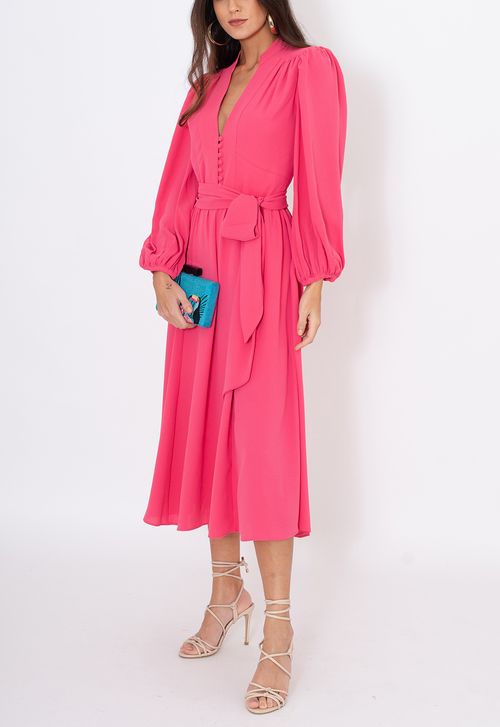 Vestido Clarissa midi Amissima - rosa