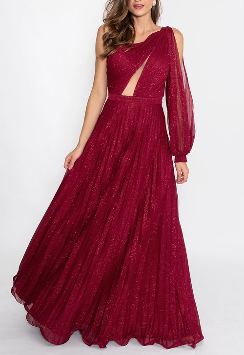 Vestido Priscila longo Powerlook - vermelho marsala