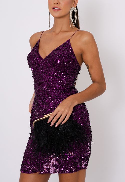 Vestido Soho curto Adrianna Papell - roxo