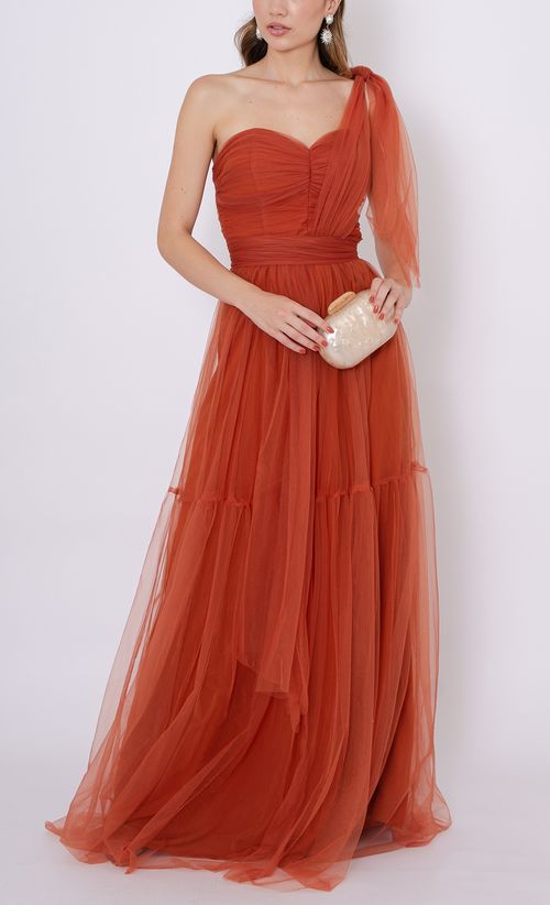 Vestido Rapunzel longo Powerlook - terracota