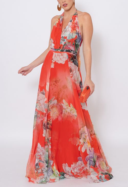 Vestido Memphis longo Powerlook - estampado (disponível apenas nas lojas Niterói e Freguesia)