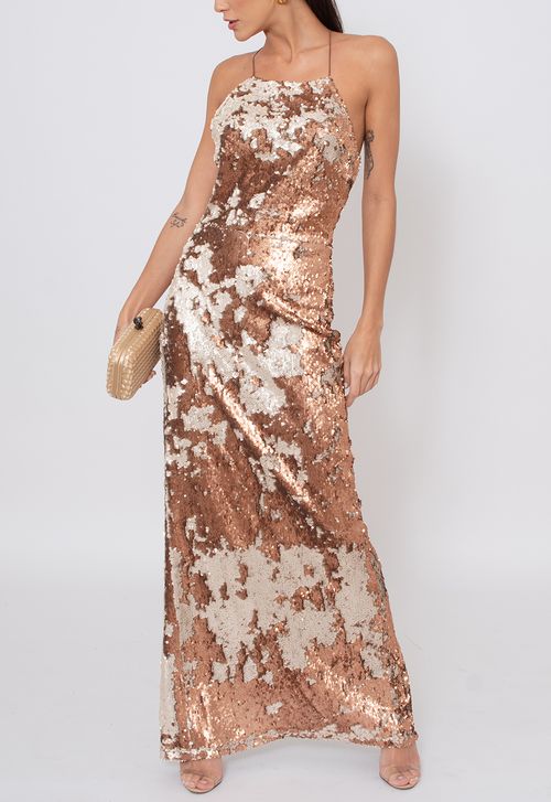 Vestido Bresser longo Amissima - dourado (disponível apenas nas lojas Niterói e  Freguesia)