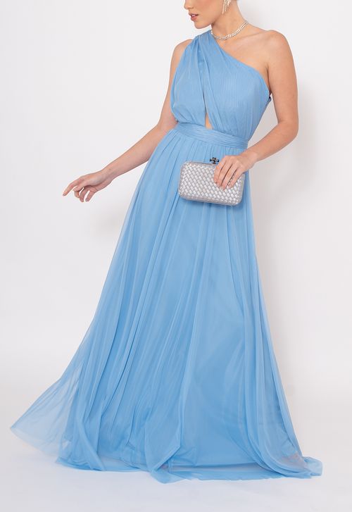 Vestido Débora longo Powerlook - azul