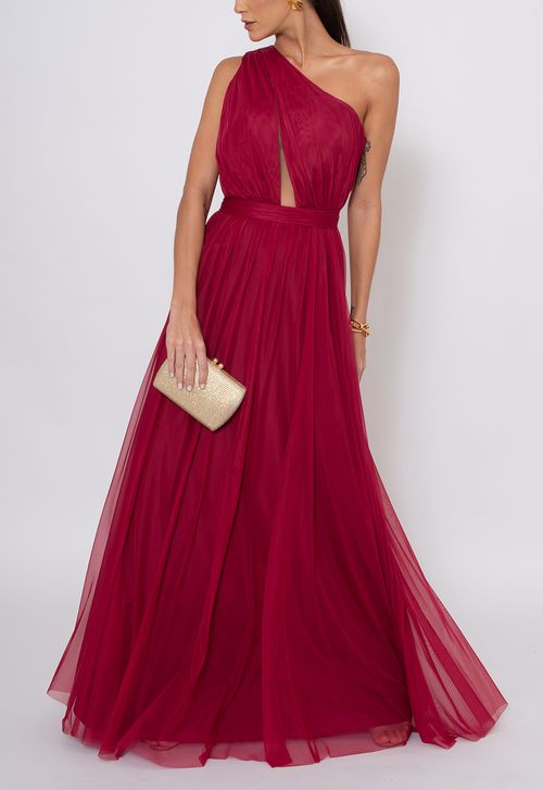 Vestido Débora longo Powerlook - vermelho marsala