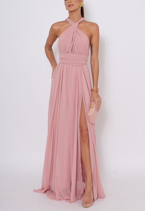 Vestido Sante longo Powerlook - rosa