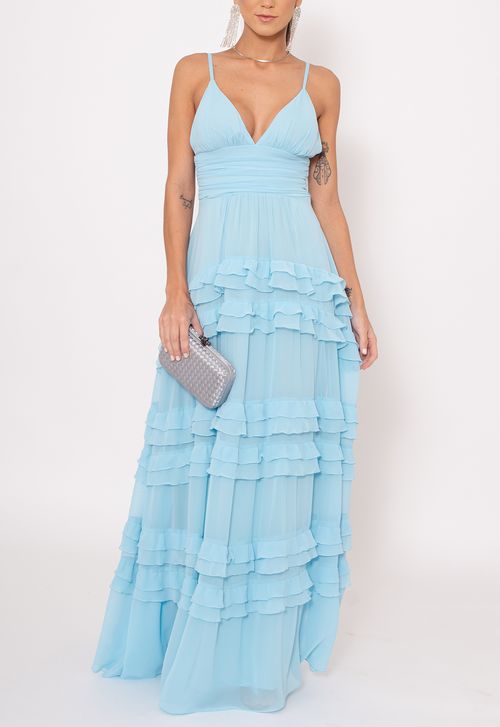 Vestido Fiorentina longo Powerlook - azul serenity