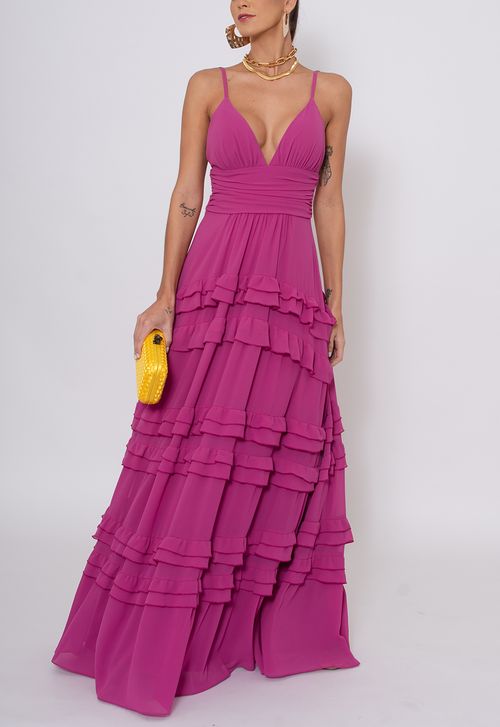Vestido Fiorentina longo Powerlook - rosa fúcsia
