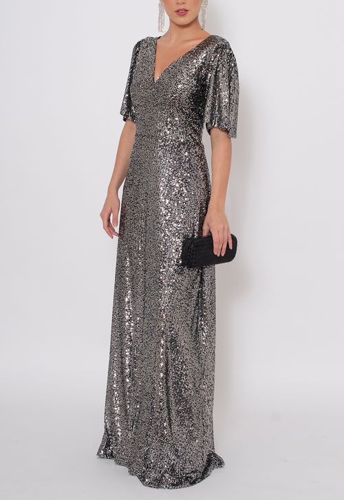 Vestido Clara longo Powerlook - cinza grafite