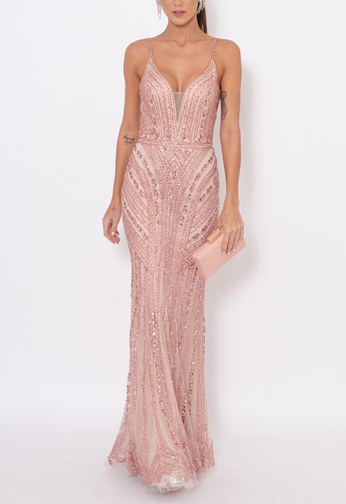 Vestido Nara longo Powerlook - rosa (disponível apenas na loja Niterói)