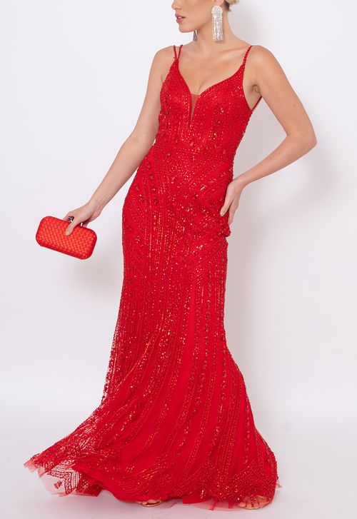 Vestido Nara longo Powerlook - vermelho (disponível apenas na loja Niterói)